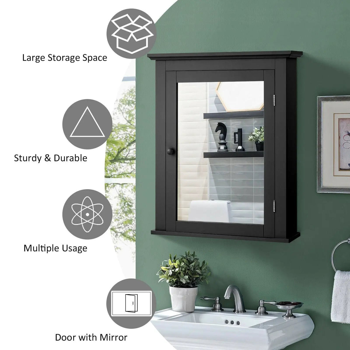 Bathroom Wall Mounted Storage Mirror Medicine Cabinet by DirectDeals