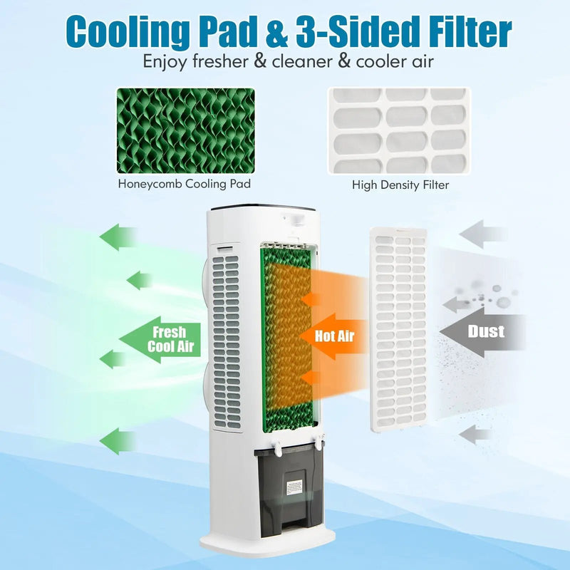 3-in-1 Evaporative Air Cooler with 9H Timer Remote-White by DirectDeals