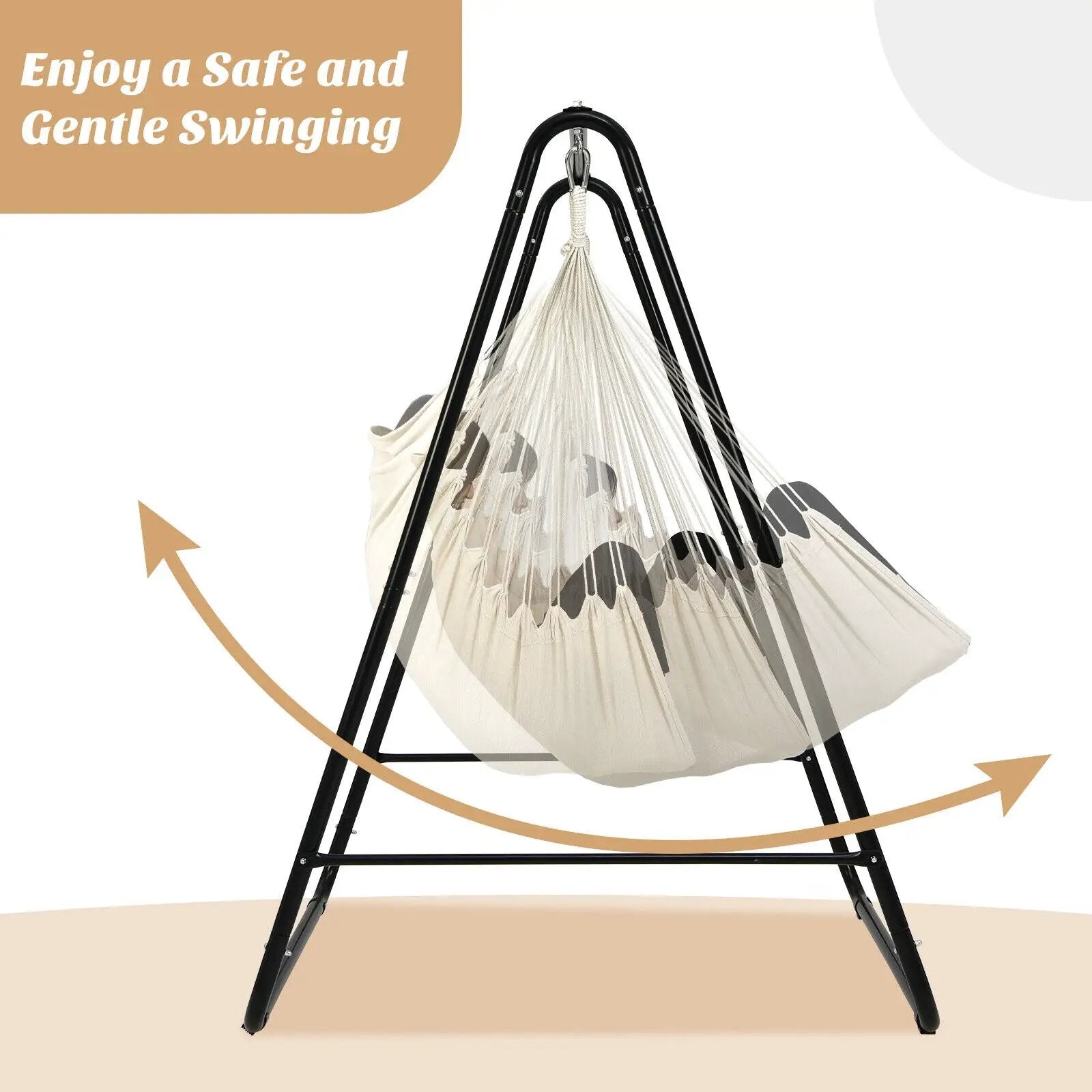 Hanging Padded Hammock Chair with Stand and Heavy Duty Steel by DirectDeals