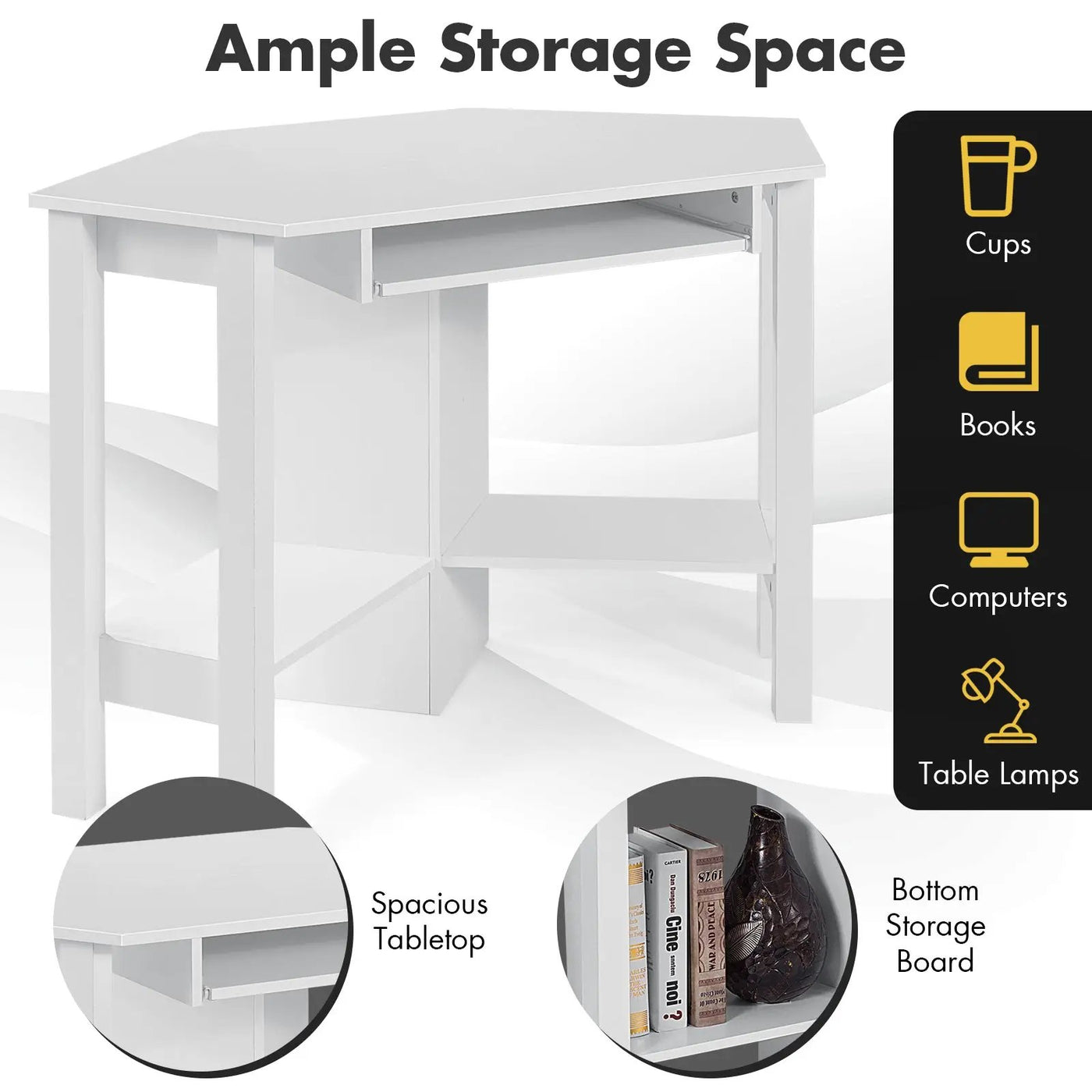 Wooden Study Computer Corner Desk with Drawer by DirectDeals