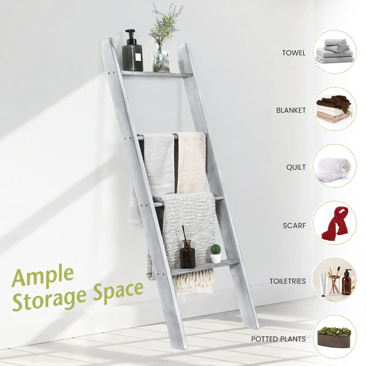4-Tier Wall Leaning Ladder Shelf Stand by DirectDeals
