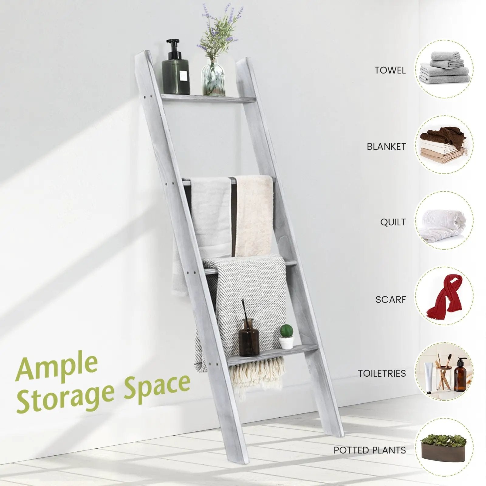 4-Tier Wall Leaning Ladder Shelf Stand by DirectDeals