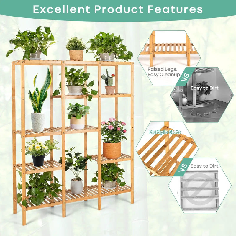 Multifunctional Bamboo Shelf Storage Organizer Rack by DirectDeals