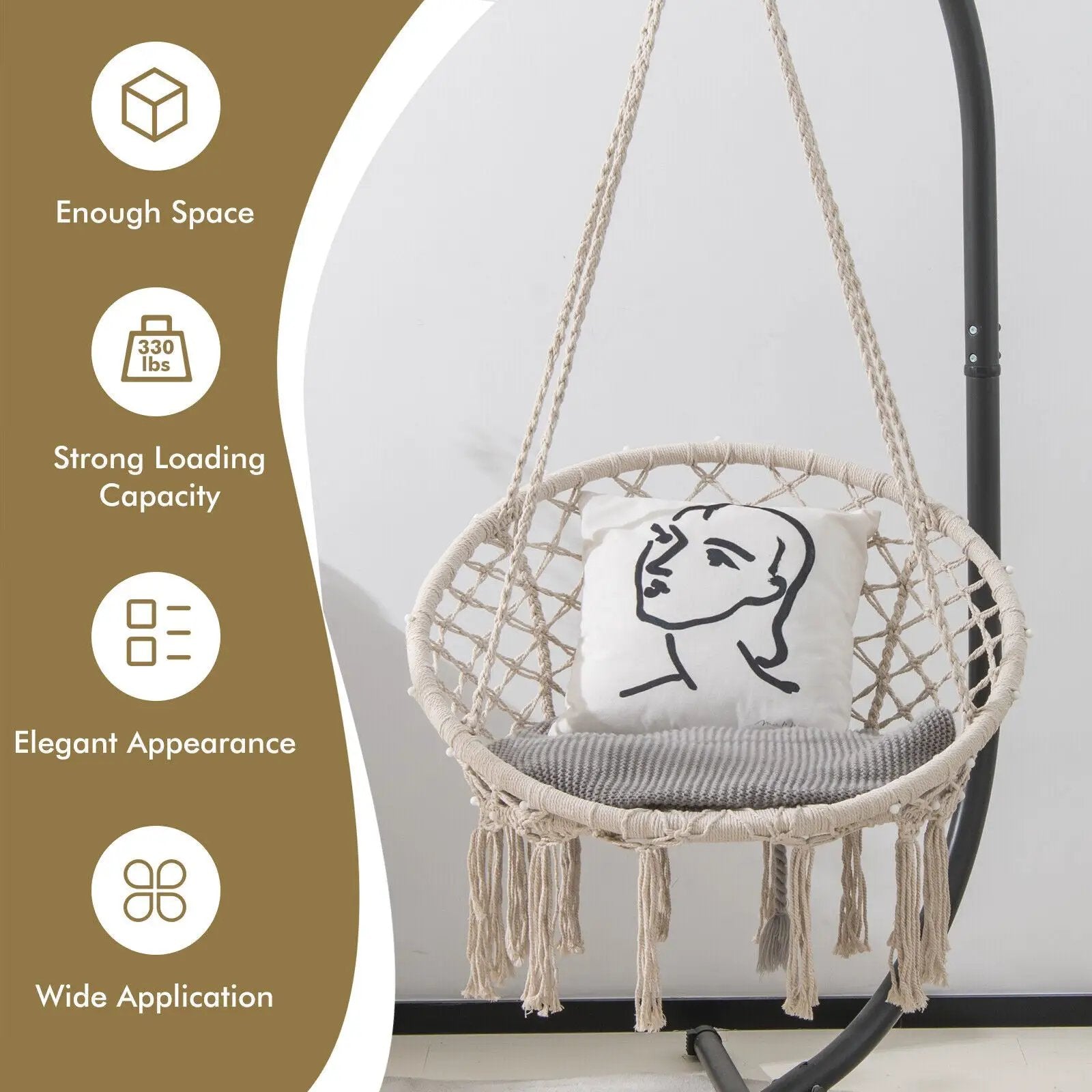 Hammock Chair LED Lights Hanging Swing Indoor Outdoor by DirectDeals