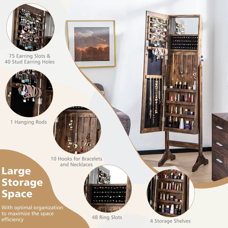 Standing Jewelry Cabinet with Full Length Mirror by DirectDeals