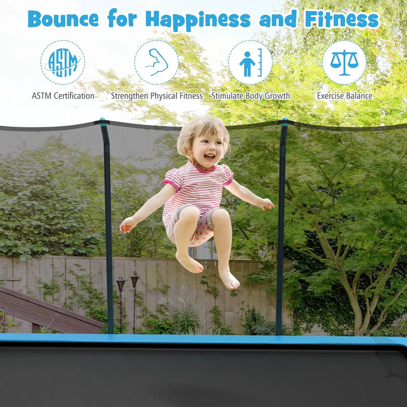 8 x 14 Feet Rectangular Recreational Trampoline with Safety Enclosure Net and Ladder by DirectDeals