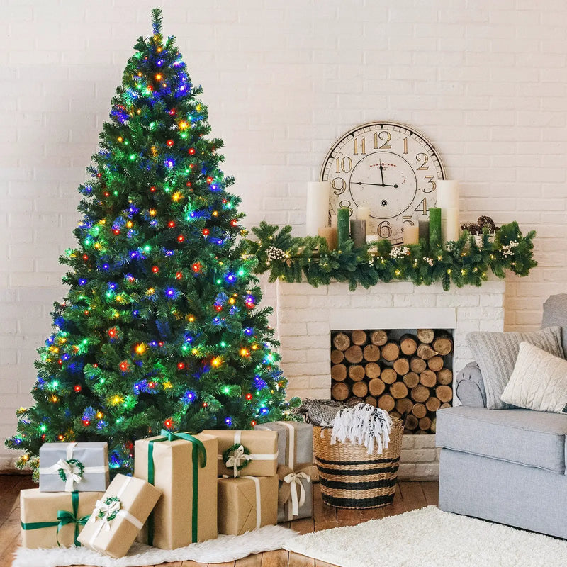 7.5 Feet Pre-Lit Artificial Spruce Christmas Tree with 550 Multicolor Lights for Festival by DirectDeals