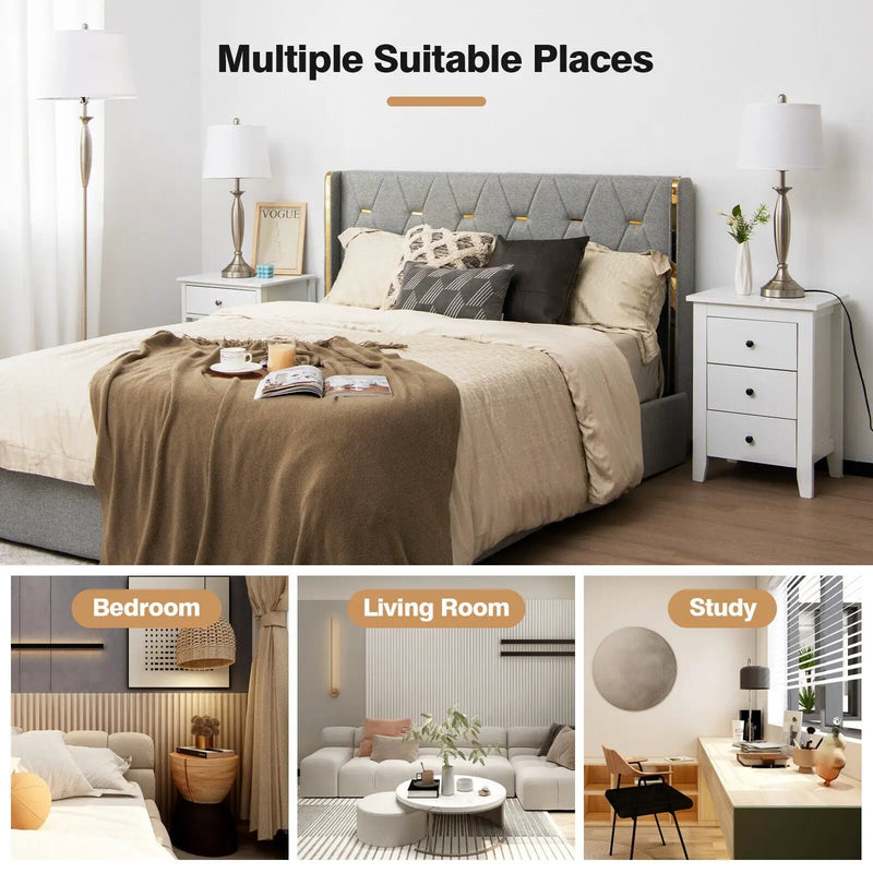 3-Piece Modern Nickel Finish Lamp Set-Silver by DirectDeals