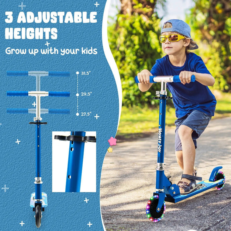 Folding Kick Scooter with 3 Adjustable Heights for Kids by DirectDeals