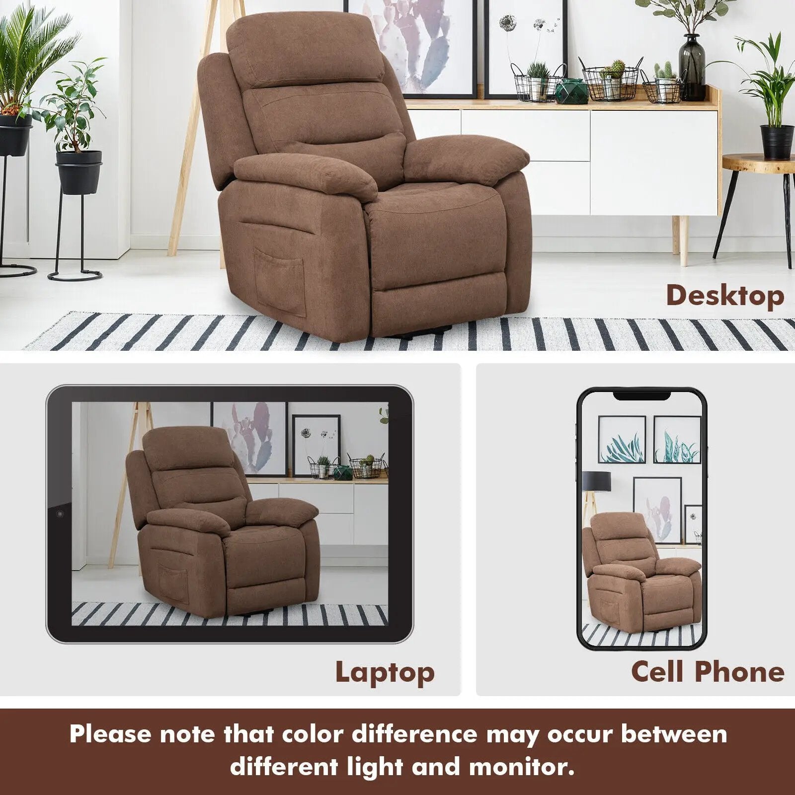 Power Lift Recliner Sofa with Side Pocket and Remote Control by DirectDeals