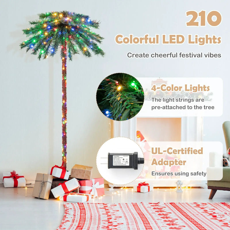 6 Feet Pre-Lit Artificial Tropical Christmas Palm Tree with 210 Multi-Color Lights by DirectDeals