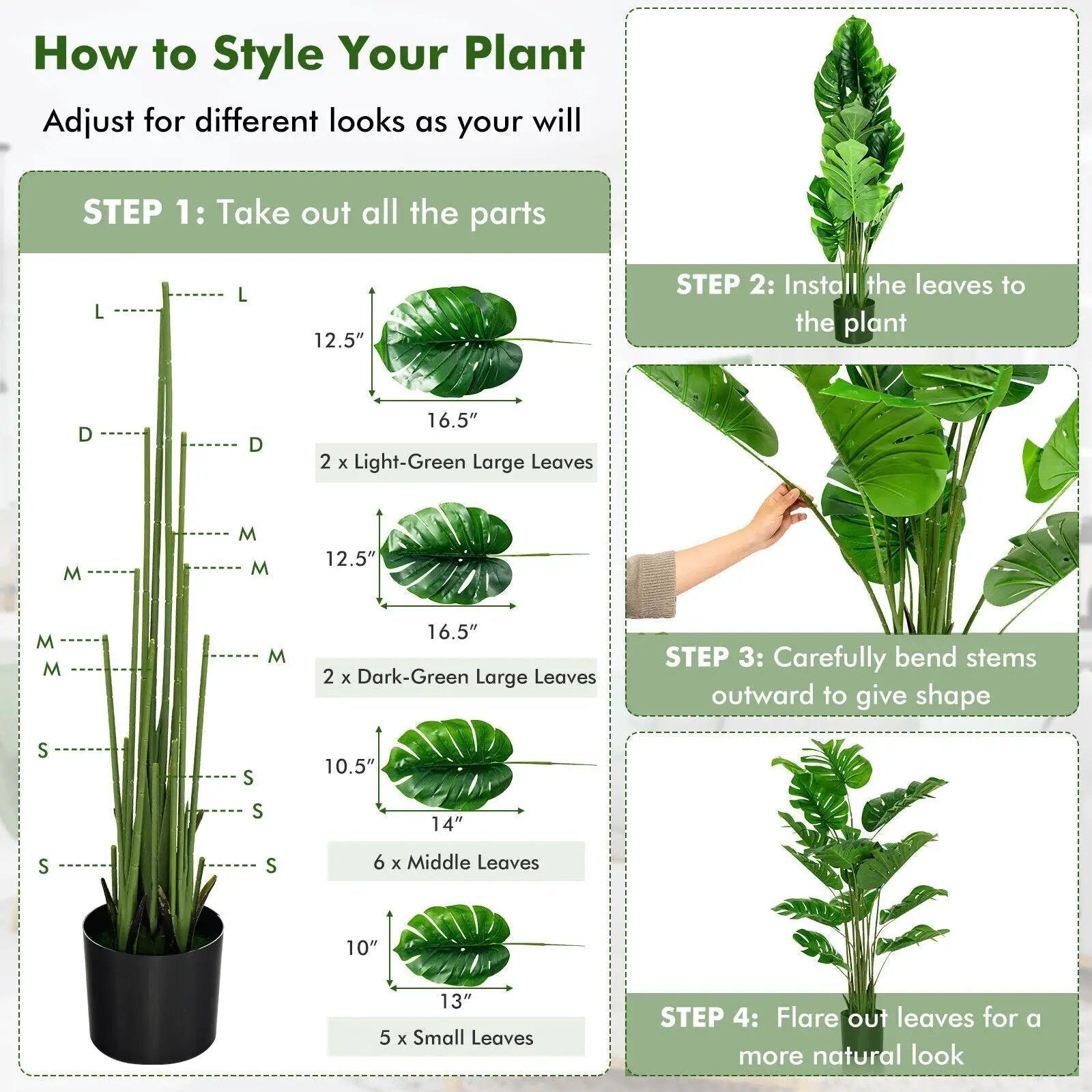 5 Feet Artificial Tree Faux Monstera Deliciosa Plant for Home Indoor and Outdoor by DirectDeals