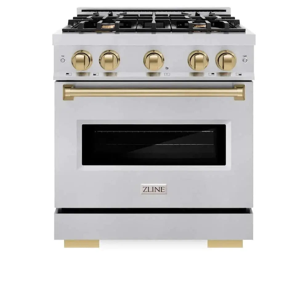 ZLINE 30" Classic Gas Range, Convection Gas Oven Stainless Steel, Champagne Bronze CGRZ-30-CB by Farmhouse Kitchen and Bath