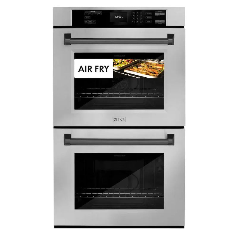 ZLINE 30"Professional True Convection Double Wall Oven, Air Fry, Self Clean, Stainless Steel, Matte Black WADZ-30-MB by Farmhouse Kitchen and Bath