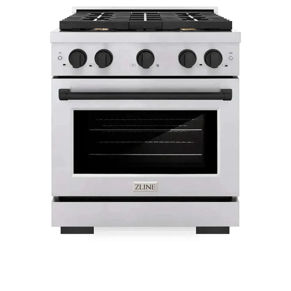 ZLINE 30"Gas Range, Convection Oven Stainless Steel, Matte Black, SGRZ-30-MB by Farmhouse Kitchen and Bath