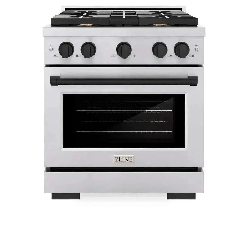 ZLINE 30"Gas Range, Convection Oven Stainless Steel, Matte Black, SGRZ-30-MB by Farmhouse Kitchen and Bath