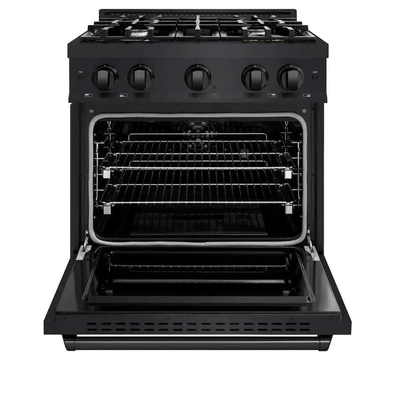 ZLINE 30" Dual Fuel Range, Gas Cooktop, Electric Convection Oven Black Stainless Steel, CDRB-30 by Farmhouse Kitchen and Bath