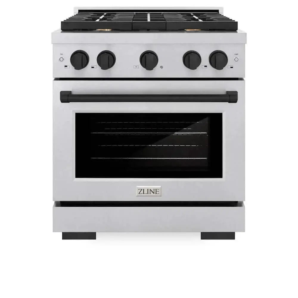 ZLINE 30"Gas Range, Convection Gas Oven , DuraSnow® Matte Black, SGRSZ-30-MB by Farmhouse Kitchen and Bath
