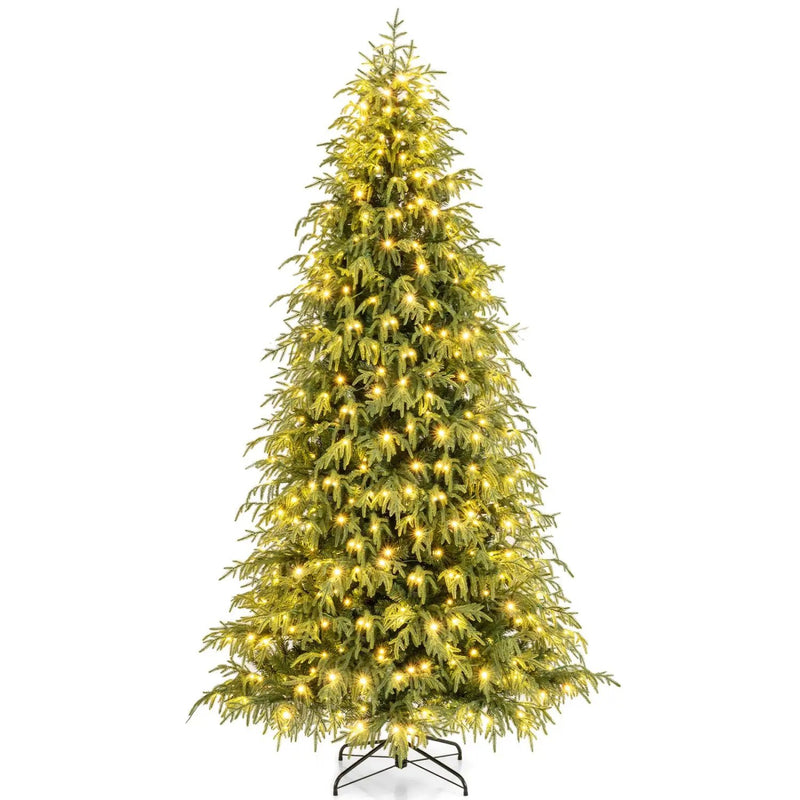 7 Feet Pre-Lit Artificial Christmas Tree Hinged Faux Xmas Tree with Soft Branch Tips by DirectDeals