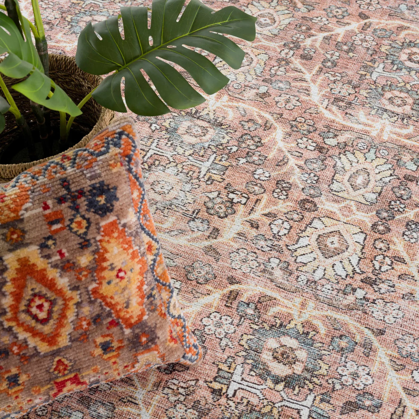 Flat Pile Urpi Red Washable Rug - Clearance by Boutique Rugs