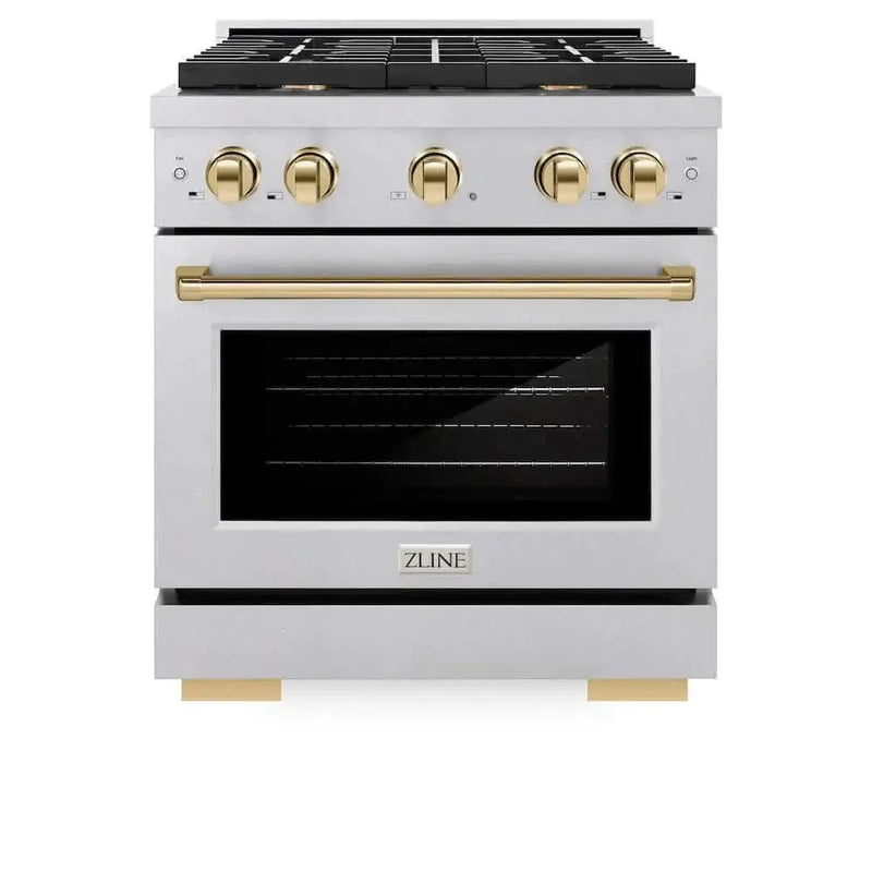 ZLINE 30"Gas Range, Convection Gas Oven , DuraSnow® Gold, SGRSZ-30-G by Farmhouse Kitchen and Bath