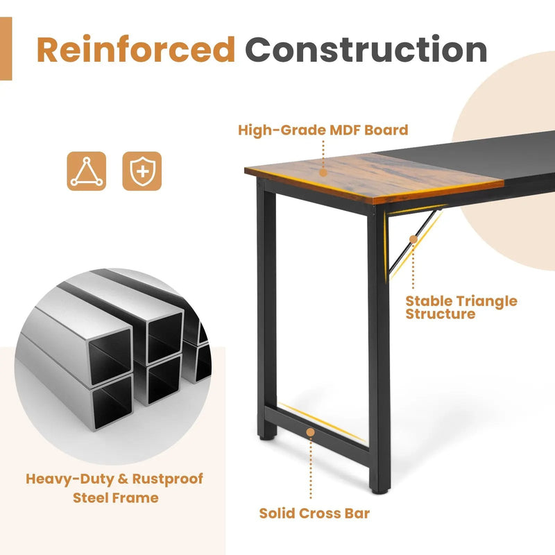 63 Inch Modern Splice Computer Desk with Heavy Duty Steel Frame by DirectDeals