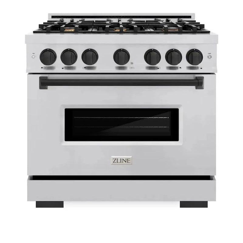 ZLINE 36" Classic Gas Range, Convection Gas Oven Stainless Steel, Matte Black CGRZ-36-MB by Farmhouse Kitchen and Bath