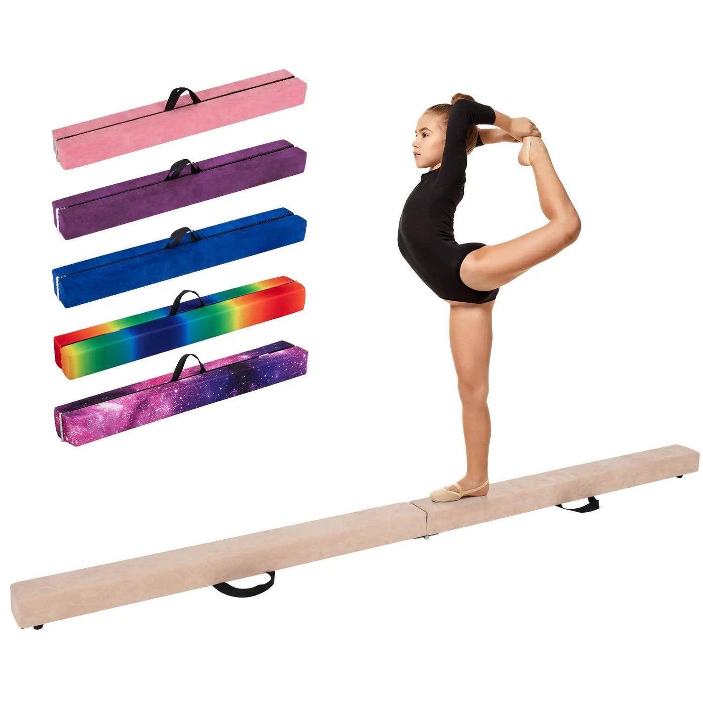 9 FT Folding Gymnastics Balance Beam with Anti-slip Base and Pine Wood Frame by DirectDeals