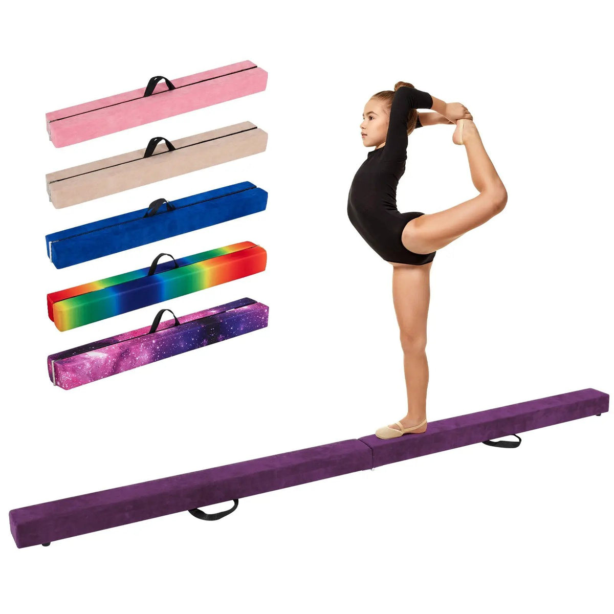 9 FT Folding Gymnastics Balance Beam with Anti-slip Base and Pine Wood Frame by DirectDeals