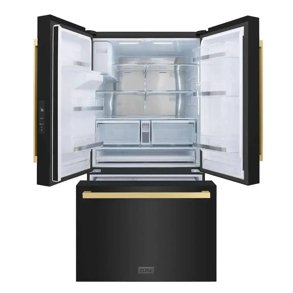 ZLINE 36" Refrigerator, Water, Ice Dispenser, Black Stainless, RSMZ-W36-BS-FCB by Farmhouse Kitchen and Bath