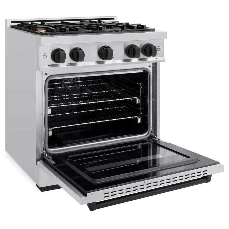 ZLINE 30" Dual Fuel Range, Gas Cooktop, Electric Convection Oven Stainless Steel, Matte Black CDRZ-30-MB by Farmhouse Kitchen and Bath