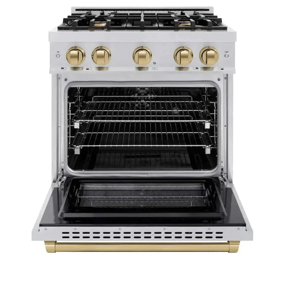 ZLINE 30" Select Dual Fuel Range Gas Cooktop Electric Convection Oven Stainless Steel Champagne Bronze HDRZ-30-CB by Farmhouse Kitchen and Bath