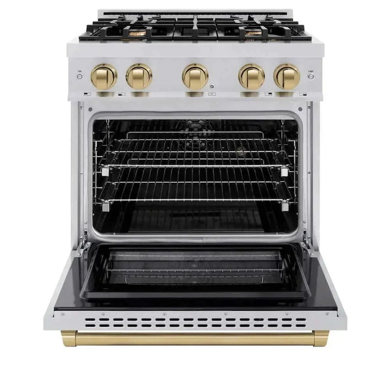 ZLINE 30" Select Dual Fuel Range Gas Cooktop Electric Convection Oven Stainless Steel Champagne Bronze HDRZ-30-CB by Farmhouse Kitchen and Bath
