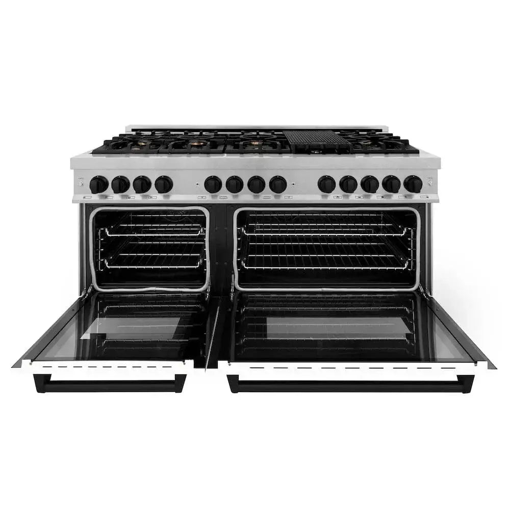 ZLINE 60"Autograph Range Dual Fuel, DuraSnow, White Door,RASZ-WM-60-MB by Farmhouse Kitchen and Bath