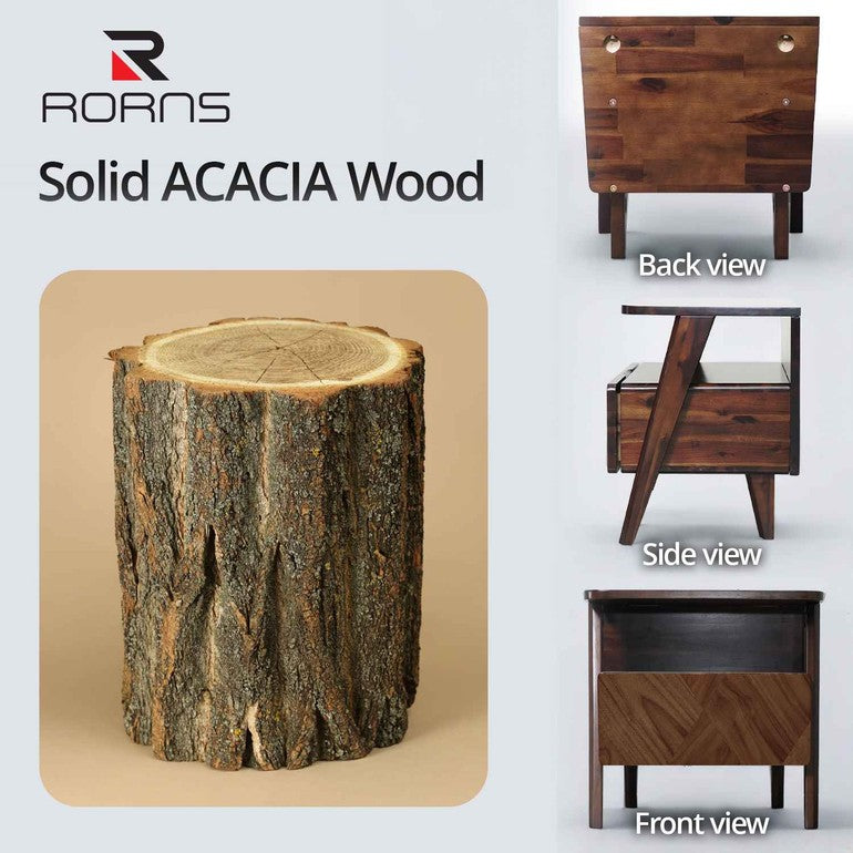 Rum Handcrafted Solid Wood Nightstand, photo 15 of 17