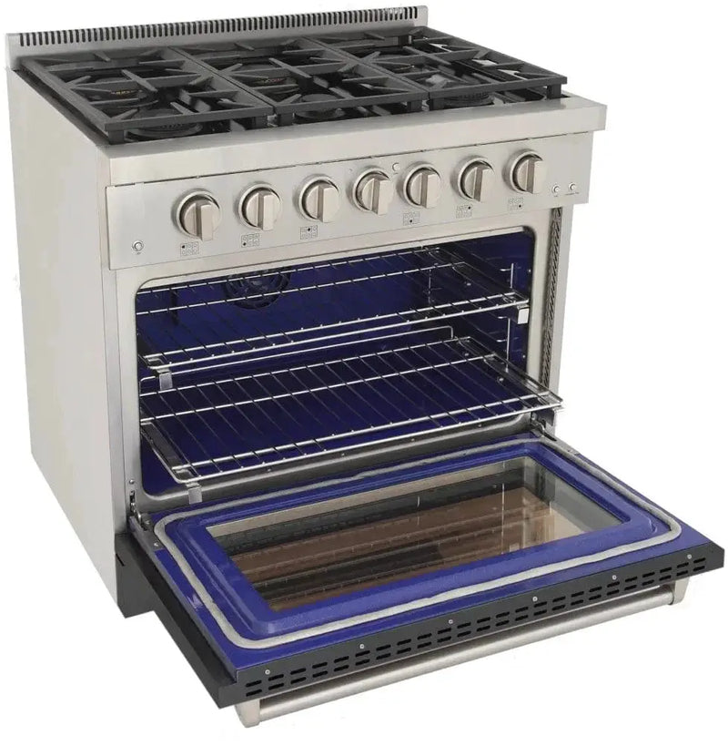 Kucht 36" Freestanding Professional Gas Range Liquid Propane KFX3600X/LP-GY by Farmhouse Kitchen and Bath