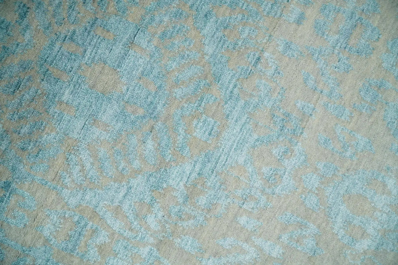 3x8 Fine Hand Knotted Camel and Blue Traditional Persian Style Antique Wool and Silk Rug by The Rug Decor