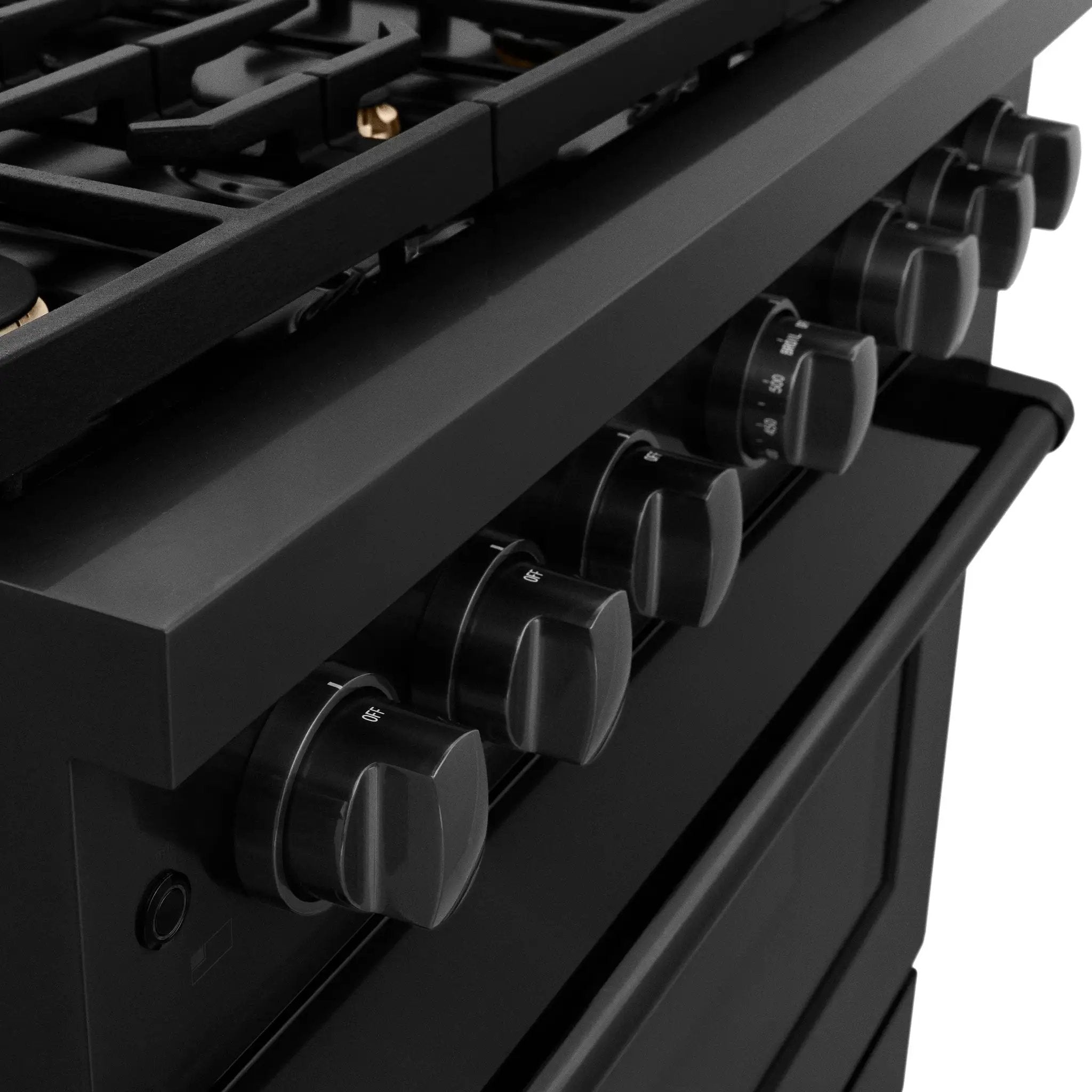 ZLINE 36"Paramount Dual Fuel Range Black Stainless Steel, Brass Burners SDRB-BR-36 by Farmhouse Kitchen and Bath