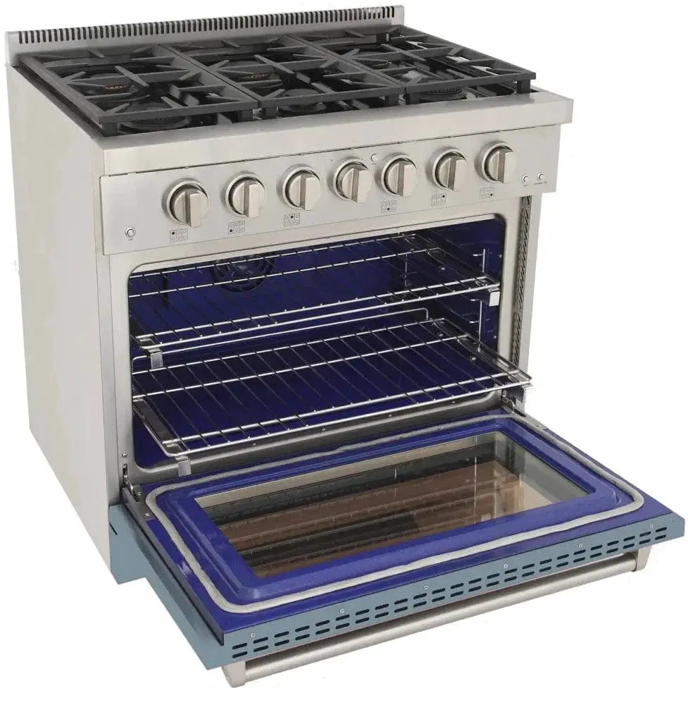 Kucht 36" Freestanding Professional Gas Range Liquid Propane KFX3600X/LP-LB by Farmhouse Kitchen and Bath