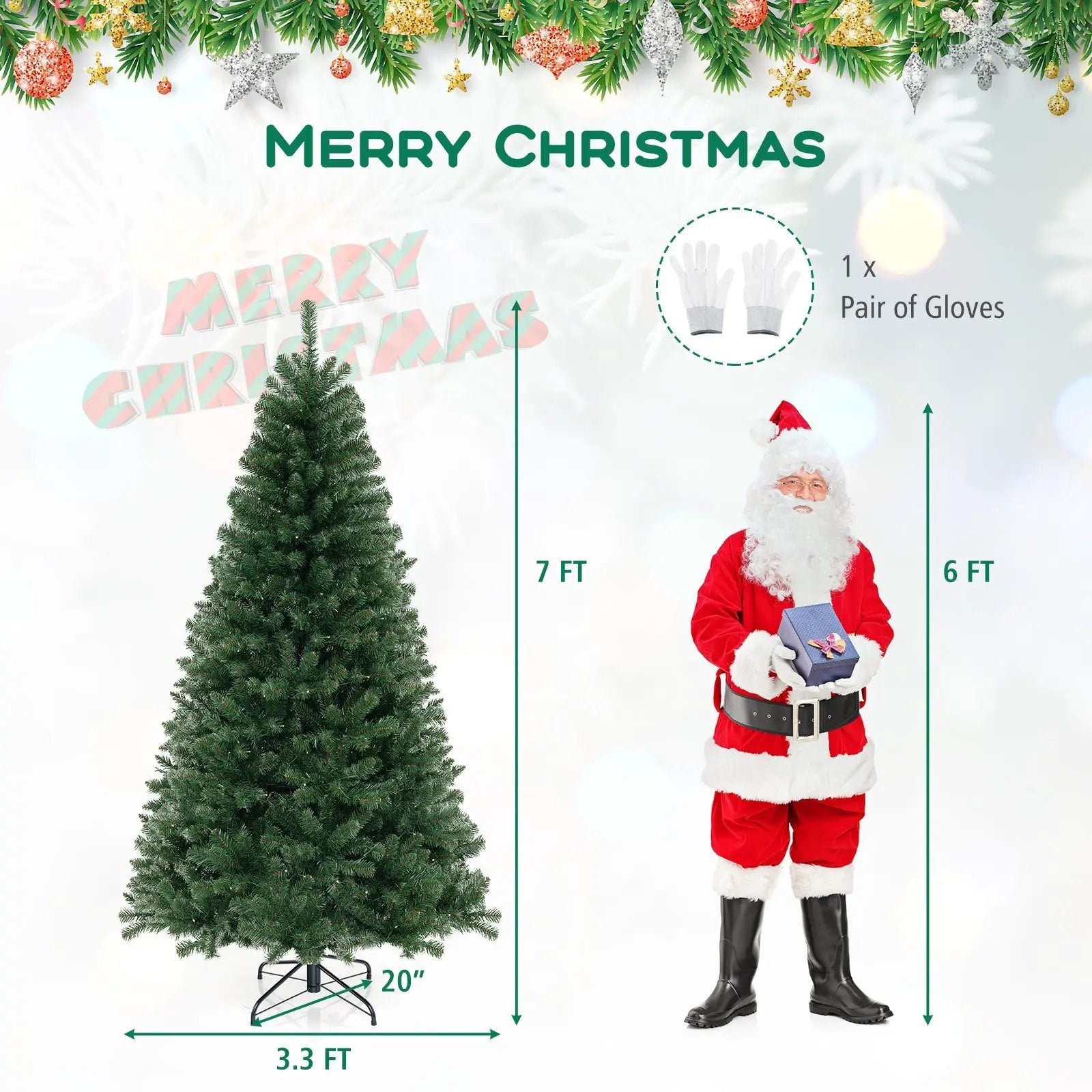 Pre-Lit Artificial Christmas Tree with LED Lights by DirectDeals