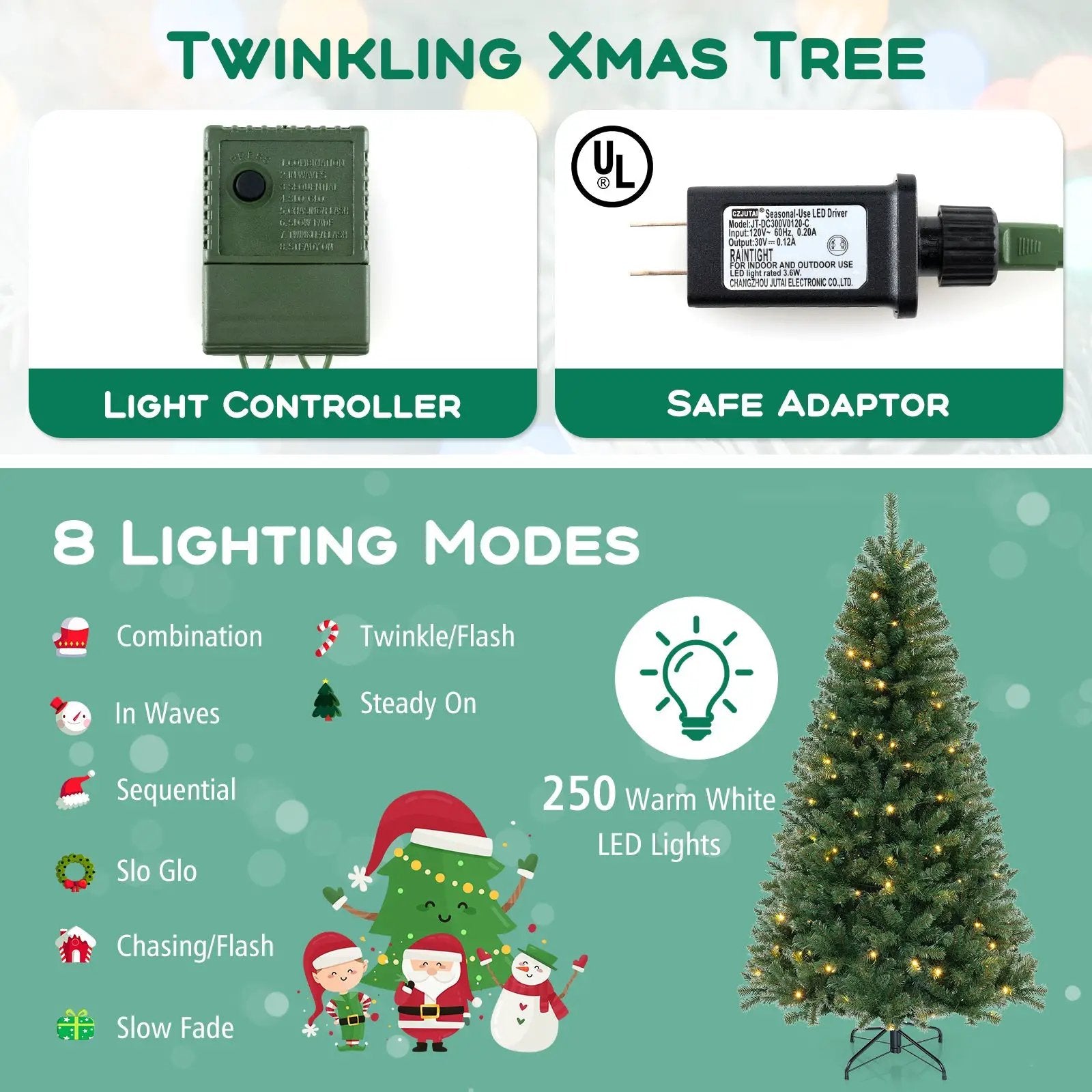 Pre-Lit Artificial Christmas Tree with LED Lights by DirectDeals