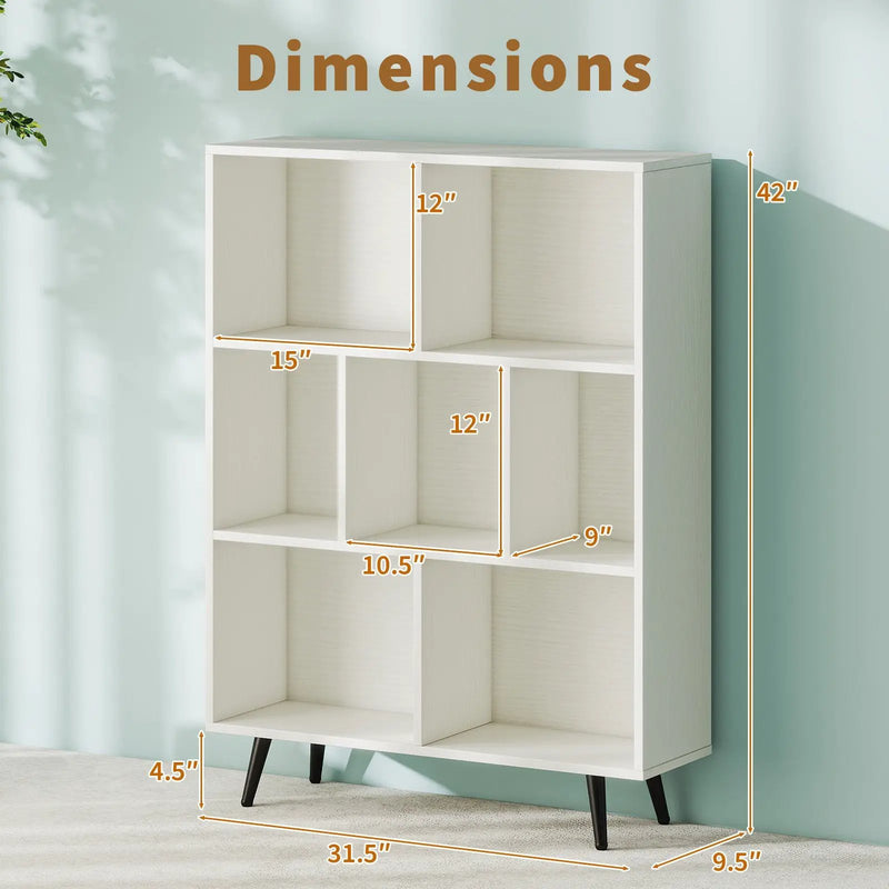 7/8/10-Cube Bookcase with 5 Tapered Metal Legs by DirectDeals