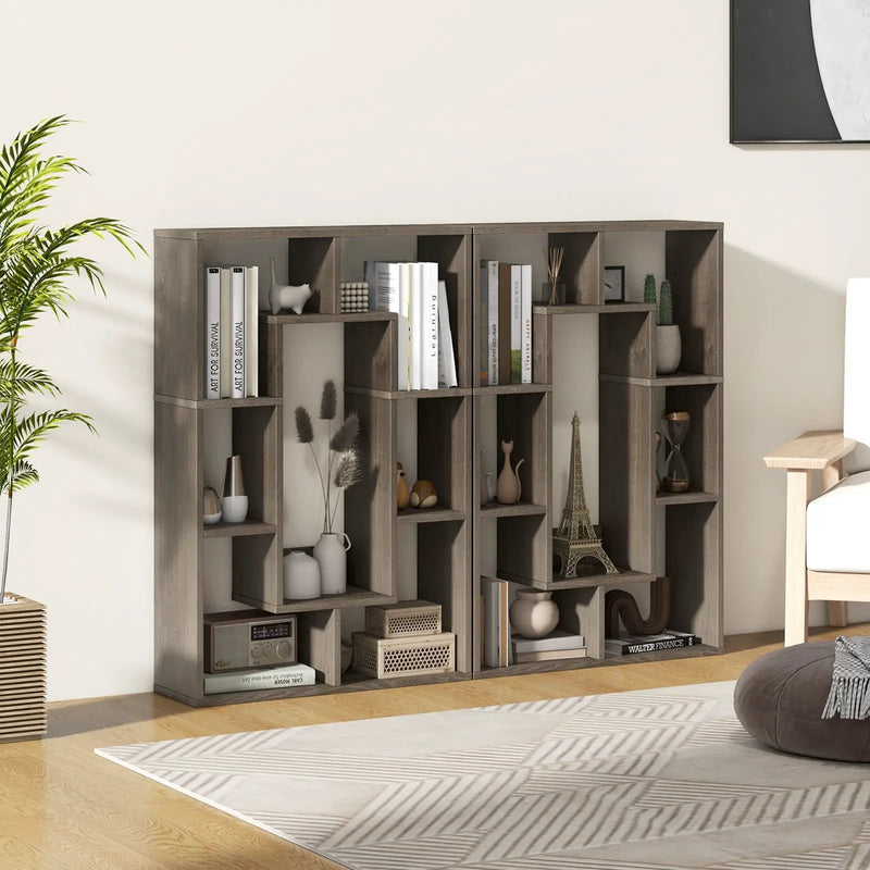 7-Cube Geometric Bookshelf Modern Decorative Open Bookcase by DirectDeals