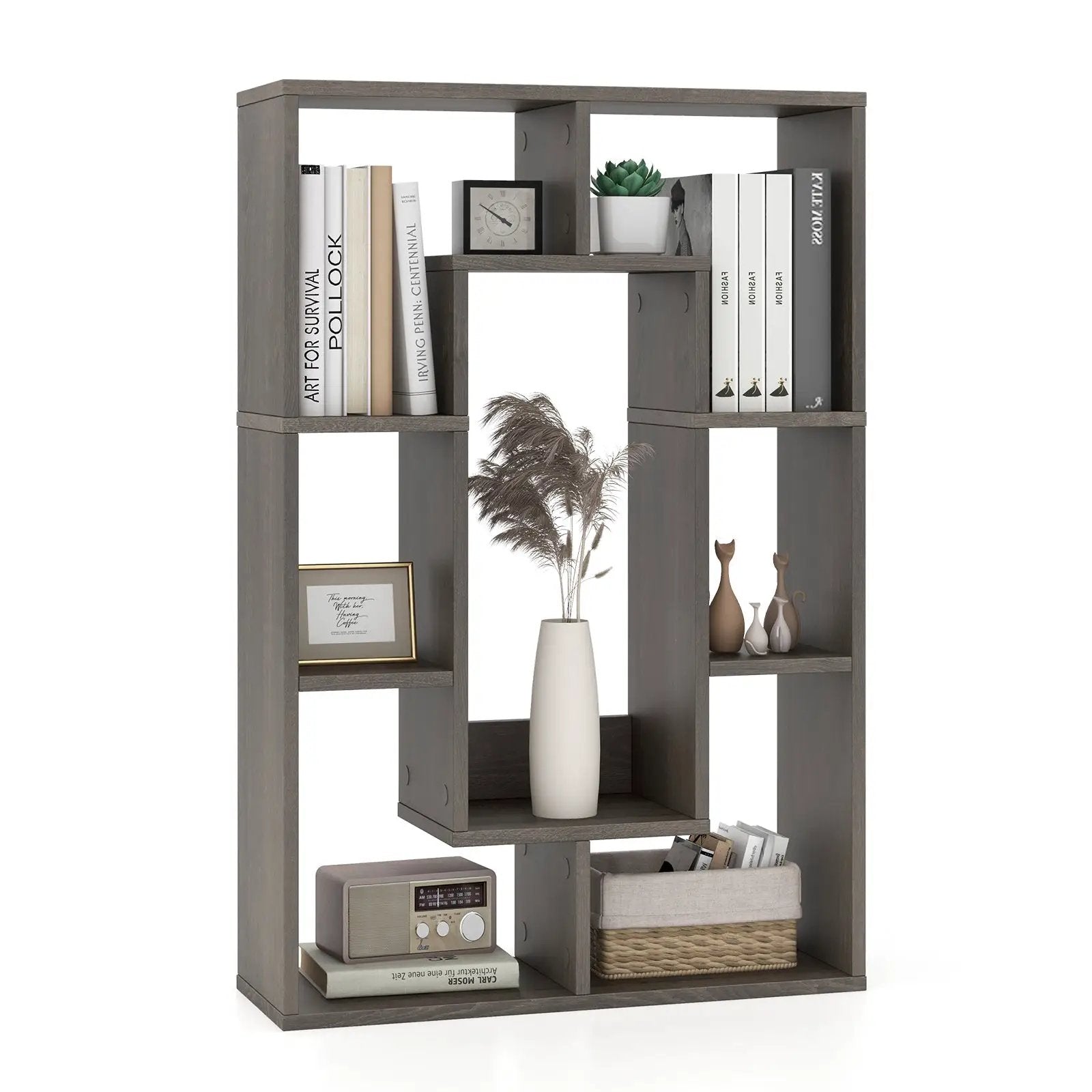 7-Cube Geometric Bookshelf Modern Decorative Open Bookcase by DirectDeals