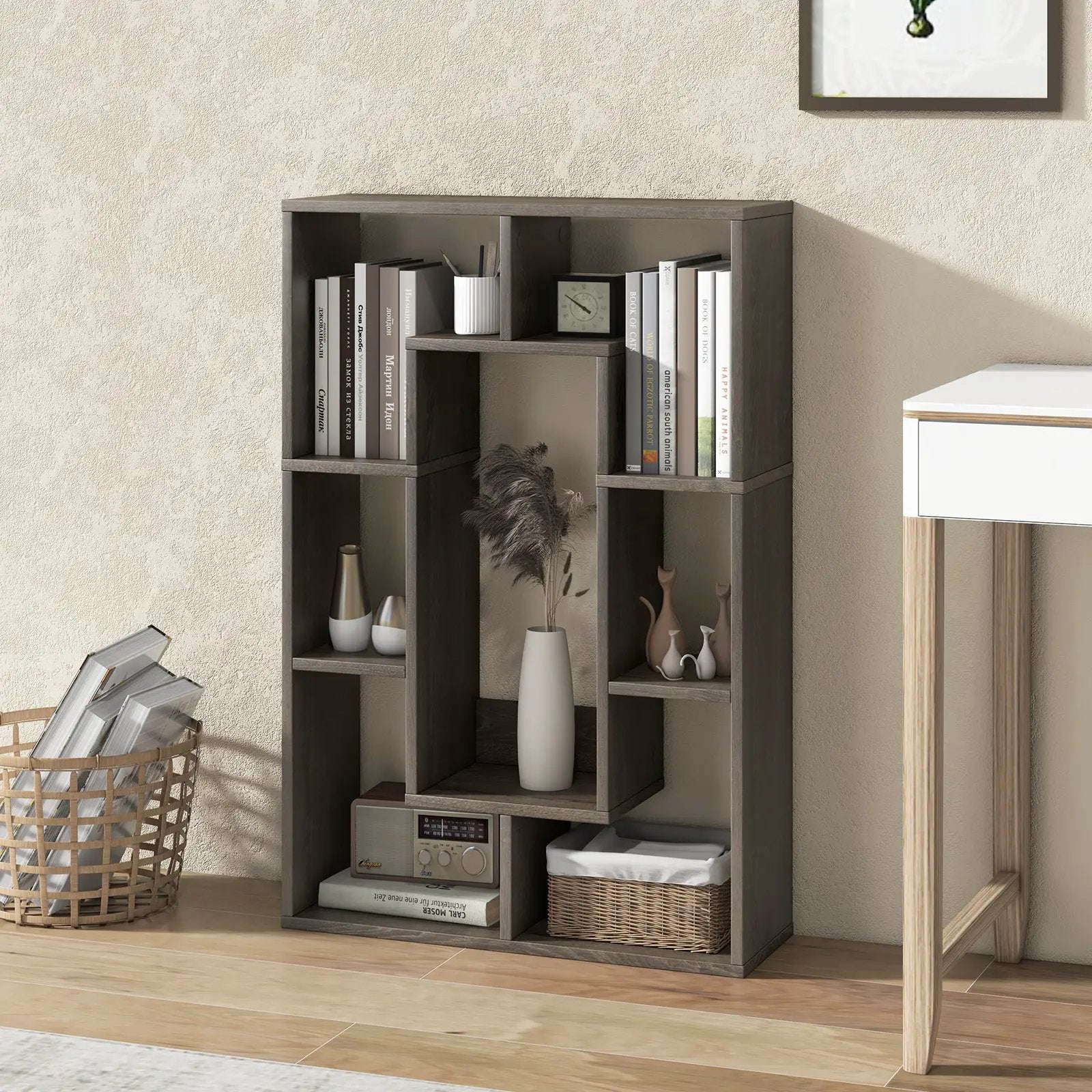 7-Cube Geometric Bookshelf Modern Decorative Open Bookcase by DirectDeals