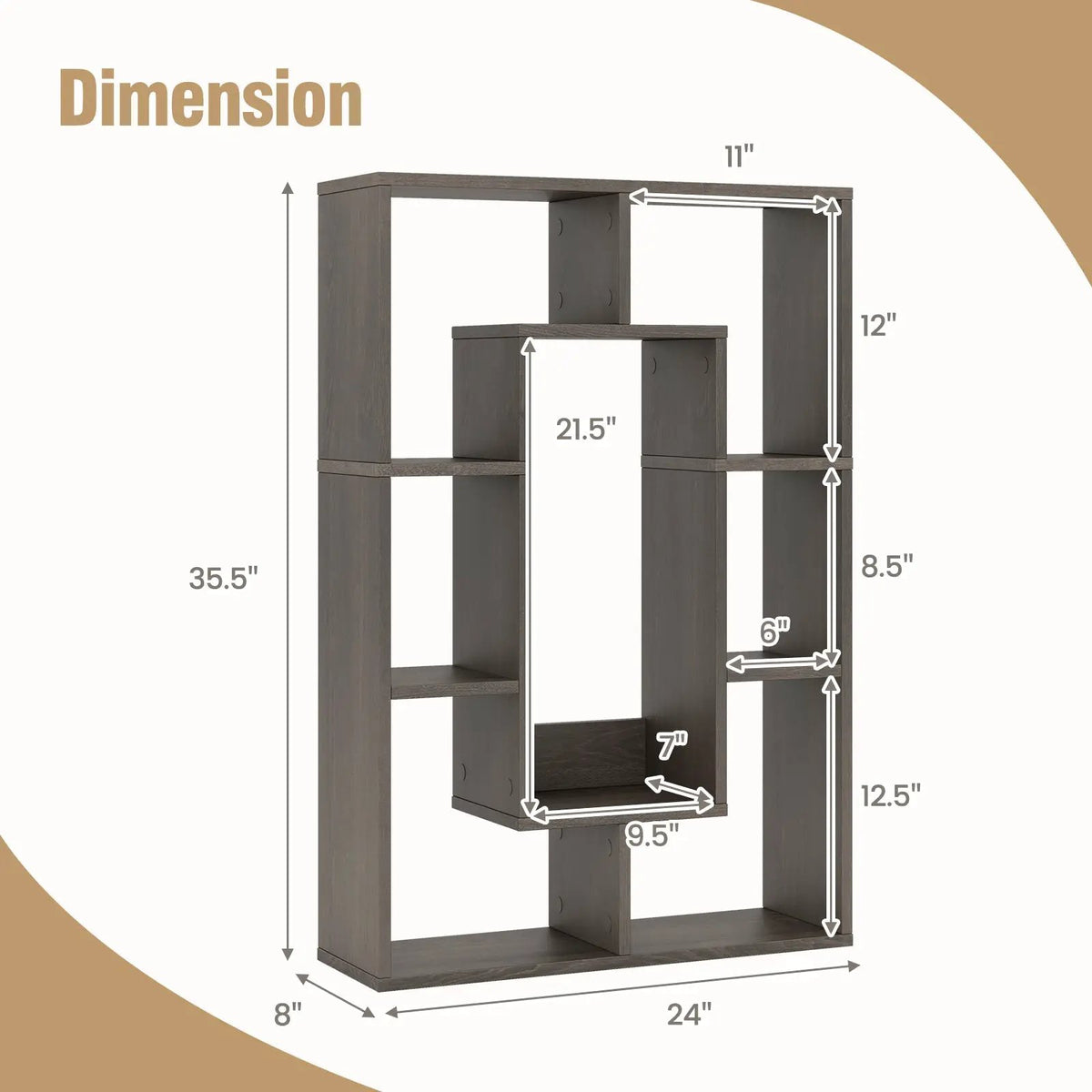 7-Cube Geometric Bookshelf Modern Decorative Open Bookcase by DirectDeals