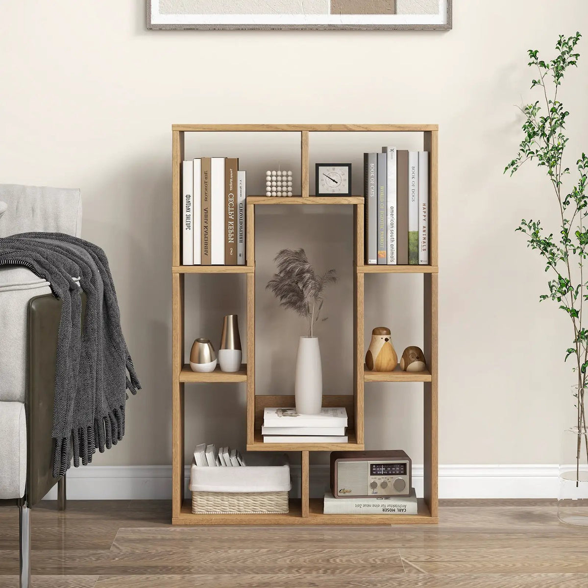 7-Cube Geometric Bookshelf Modern Decorative Open Bookcase by DirectDeals
