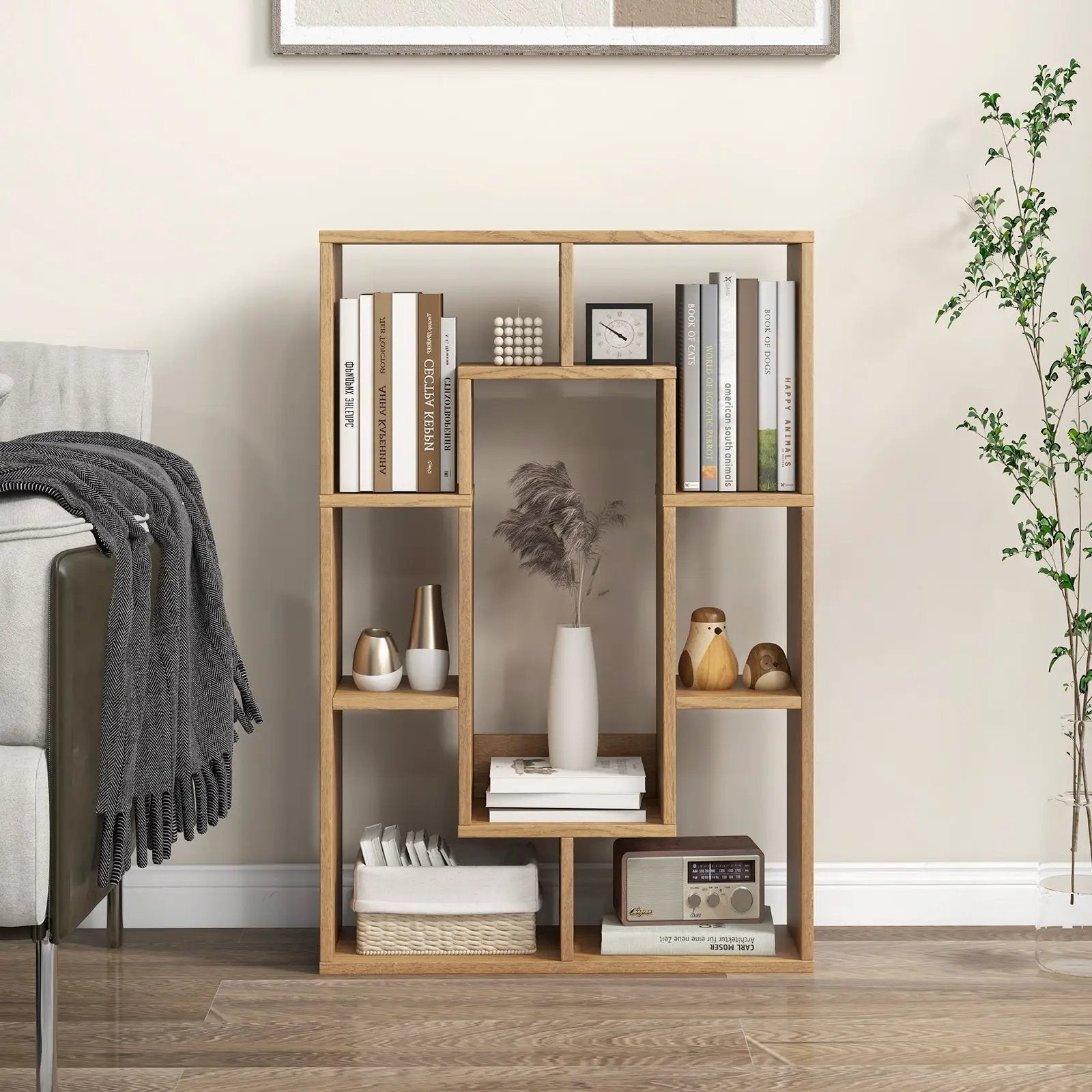 7-Cube Geometric Bookshelf Modern Decorative Open Bookcase by DirectDeals