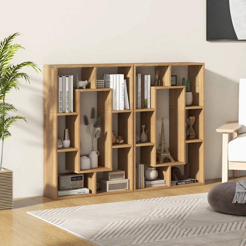 7-Cube Geometric Bookshelf Modern Decorative Open Bookcase by DirectDeals