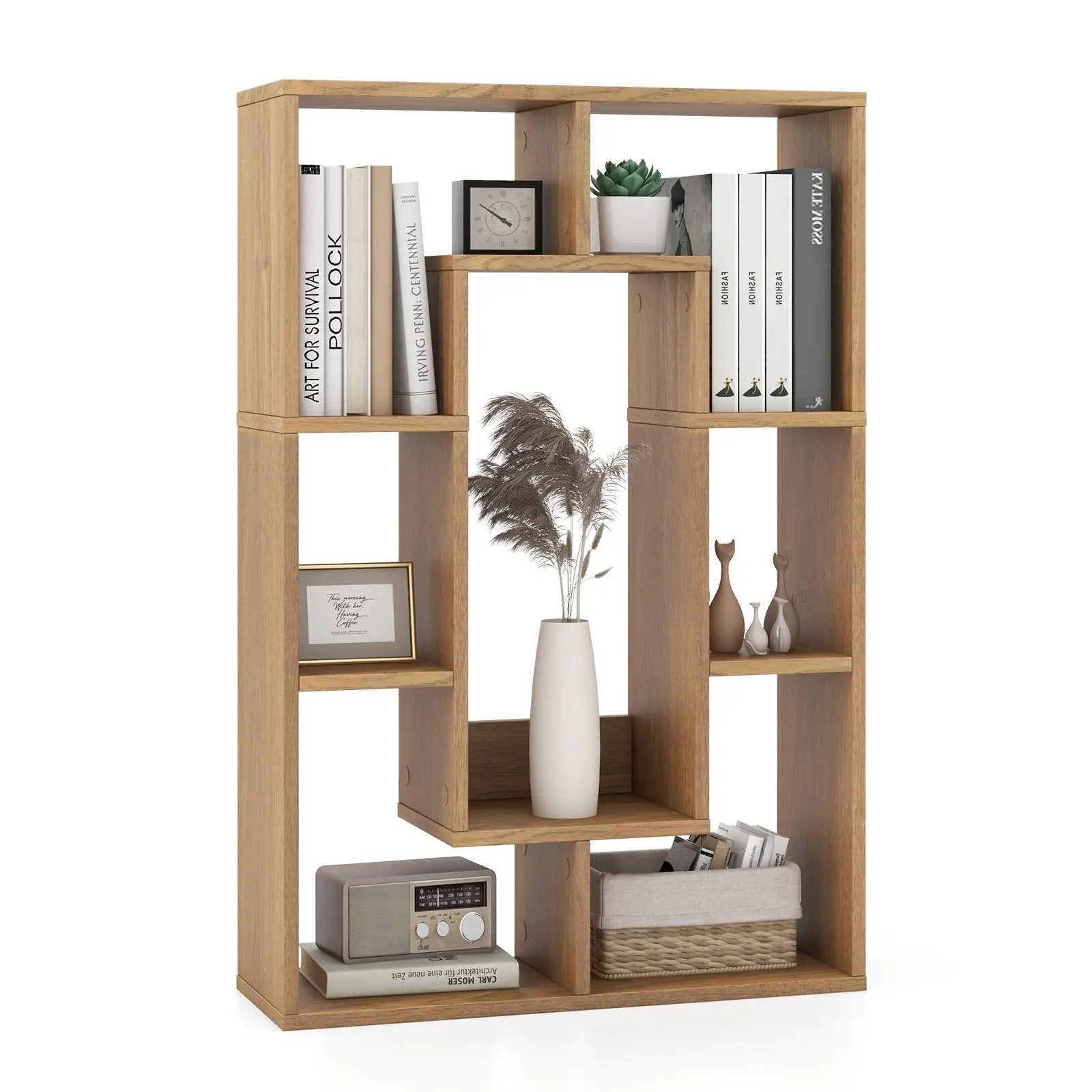 7-Cube Geometric Bookshelf Modern Decorative Open Bookcase by DirectDeals